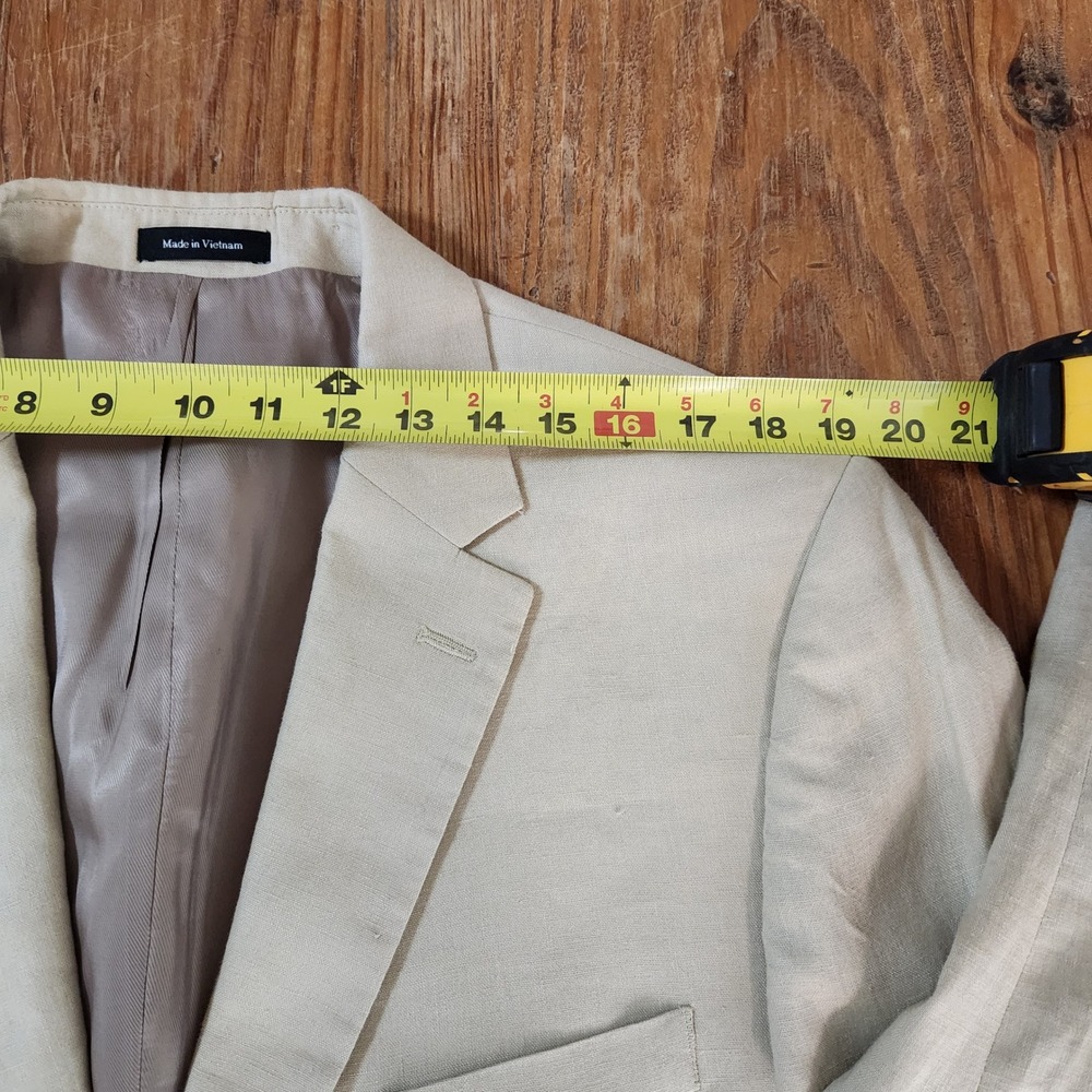 Pronto Uomo Platinum Men 44S 100% Linen Sports Coat Blazer Lined Beige Preppy - Picture 4 of 16